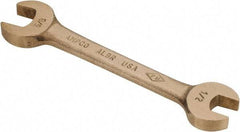 Ampco - 1/2" x 5/8" Nonsparking Open End Wrench - 5-3/4" OAL, Double End, Plain Finish, 15° Head Angle - Makers Industrial Supply