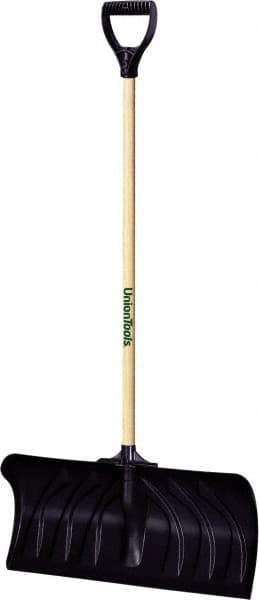 UnionTools - 24 Inch Wide Blade x 11 Inch High Blade Pusher Snow Shovel - 45 Inch Long Hardwood Handle - Makers Industrial Supply