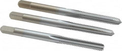 Made in USA - #8-32 UNC, 4 Flute, Bottoming, Plug & Taper, Chrome Finish, High Speed Steel Tap Set - Right Hand Cut, 2-1/8" OAL, 3/4" Thread Length, 2B/3B Class of Fit - Makers Industrial Supply