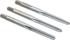 Made in USA - #10-24 UNC, 4 Flute, Bottoming, Plug & Taper, Chrome Finish, High Speed Steel Tap Set - Right Hand Cut, 2-3/8" OAL, 7/8" Thread Length, 2B/3B Class of Fit - Makers Industrial Supply