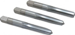 Made in USA - 3/8-16 UNC, 4 Flute, Bottoming, Plug & Taper, Chrome Finish, High Speed Steel Tap Set - Right Hand Cut, 2-15/16" OAL, 1-1/4" Thread Length, 2B/3B Class of Fit - Makers Industrial Supply