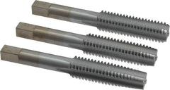 Made in USA - 1/2-13 UNC, 4 Flute, Bottoming, Plug & Taper, Chrome Finish, High Speed Steel Tap Set - Right Hand Cut, 3-3/8" OAL, 1-21/32" Thread Length, 2B/3B Class of Fit - Makers Industrial Supply