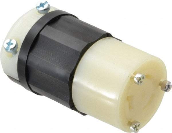 Leviton - 480 VAC, 20 Amp, L8-20R Configuration, Industrial Grade, Self Grounding Connector - 1 Phase, 2 Poles, 0.385 to 0.78 Inch Cord Diameter - Makers Industrial Supply