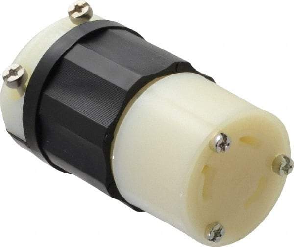 Leviton - 480 VAC, 30 Amp, L8-30R Configuration, Industrial Grade, Self Grounding Connector - 1 Phase, 2 Poles, 0.385 to 0.86 Inch Cord Diameter - Makers Industrial Supply