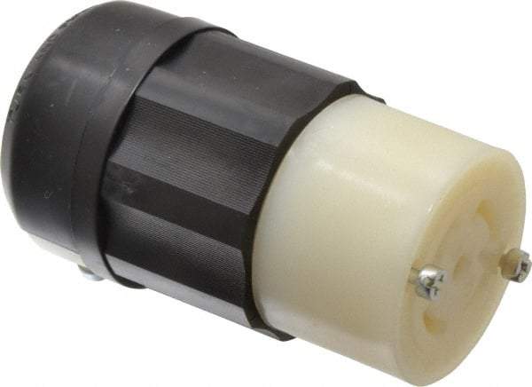 Leviton - 277/480 VAC, 30 Amp, L22-30R Configuration, Industrial Grade, Self Grounding Connector - 3 Phase, 4 Poles, 0.595 to 1.15 Inch Cord Diameter - Makers Industrial Supply