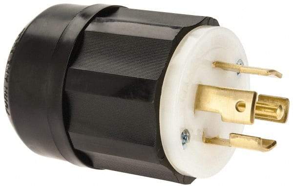 Leviton - 277/480 VAC, 30 Amp, L22-30P Configuration, Industrial Grade, Self Grounding Plug - 3 Phase, 4 Poles, 0.595 to 1.15 Inch Cord Diameter - Makers Industrial Supply