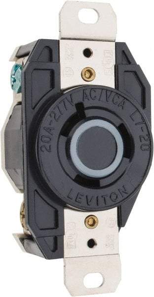 Leviton - 277 VAC, 20 Amp, L7-20R NEMA, Self Grounding Receptacle - 2 Poles, 3 Wire, Female End, Black - Makers Industrial Supply