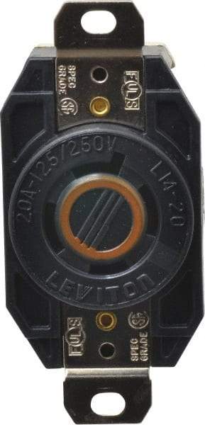 Leviton - 125/250 VAC, 20 Amp, L14-20R NEMA, Self Grounding Receptacle - 3 Poles, 4 Wire, Female End, Black - Makers Industrial Supply