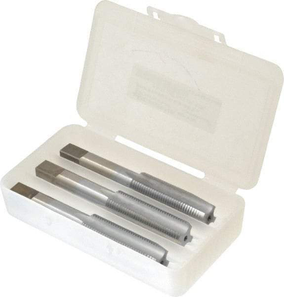 Made in USA - 5/8-18 UNF, 4 Flute, Bottoming, Plug & Taper, Chrome Finish, High Speed Steel Tap Set - Right Hand Cut, 3-13/16" OAL, 1-13/16" Thread Length, 2B/3B Class of Fit - Makers Industrial Supply