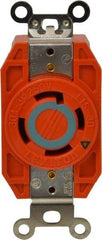 Leviton - 250 VAC, 30 Amp, L15-30R NEMA Configuration, Orange, Industrial Grade, Isolated Ground Single Receptacle - 3 Phase, 3 Poles, 4 Wire, Flush Mount - Makers Industrial Supply