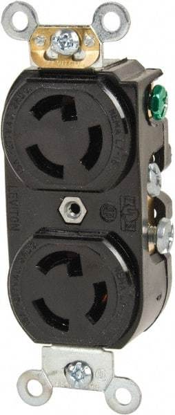 Leviton - 277 VAC, 15 Amp, L7-15R NEMA, Self Grounding Receptacle - 2 Poles, 3 Wire, Female End, Black - Makers Industrial Supply