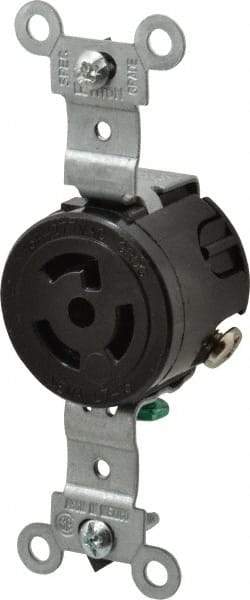 Leviton - 277 VAC, 15 Amp, L7-15R NEMA, Self Grounding Receptacle - 2 Poles, 3 Wire, Female End, Black - Makers Industrial Supply