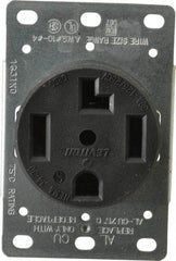 Leviton - 125/250 VAC, 30 Amp, 14-30R NEMA Configuration, Black, Industrial Grade, Self Grounding Single Receptacle - 1 Phase, 3 Poles, 4 Wire, Flush Mount, Corrosion Resistant - Makers Industrial Supply