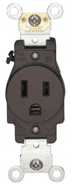 Hubbell Wiring Device-Kellems - 125/250 VAC, 30 Amp, 14-30R NEMA Configuration, Brown, Industrial Grade, Self Grounding Single Receptacle - 1 Phase, 3 Poles, 4 Wire, Flush Mount - Makers Industrial Supply