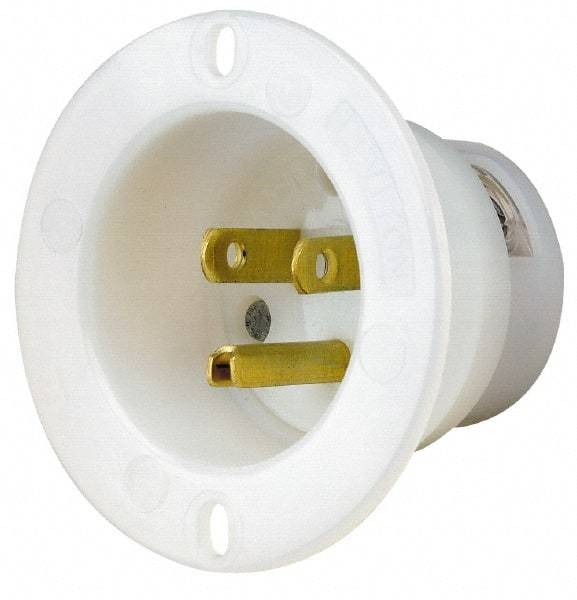 Leviton - 125 VAC, 15 Amp, 5-15P NEMA Configuration, White, Industrial Grade, Self Grounding Single Receptacle - 1 Phase, 2 Poles, 3 Wire, Flush Mount, Corrosion and Impact Resistant - Makers Industrial Supply