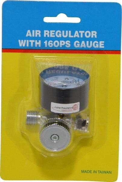 PRO-SOURCE - 1/4 NPT Port, Zinc Dial Air Regulator - 10 to 120 psi Range, 120 Max psi Supply Pressure, 1/4" Gauge Port Thread, 1.97" Wide x 1.97" High - Makers Industrial Supply