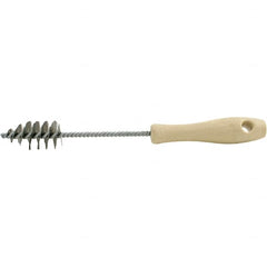 Brush Research Mfg. - 1.15" Diam Helical Stainless Steel Tube Brush - Single Spiral, 0.006" Filament Diam, 2-1/8" Brush Length, 10-1/2" OAL, 0.245" Diam Plastic Handle Shank - Makers Industrial Supply