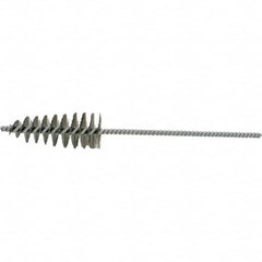 Brush Research Mfg. - 1-1/2" Diam Helical Steel Tube Brush - Single Spiral, 0.012" Filament Diam, 3-1/4" Brush Length, 10-1/2" OAL, 0.292" Diam Galvanized Steel Shank - Makers Industrial Supply