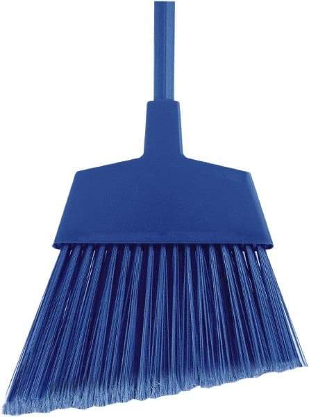 O-Cedar - 12" Wide, Blue Polypropylene Bristles, 48" Metal Handle, Angled Broom - Flagged - Makers Industrial Supply