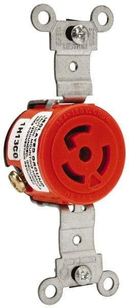 Leviton - 125 VAC, 15 Amp, 5-15R NEMA, Self Grounding Receptacle - 2 Poles, 3 Wire, Female End, Orange - Makers Industrial Supply