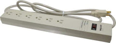 Leviton - 6 Outlets, 120 Volts, 15 Amps, 6' Cord, Power Outlet Strip - Free Hanging Mount, 5-15R NEMA Configuration, 15.06" Strip, cULus, UL Listed File 1449 - Makers Industrial Supply