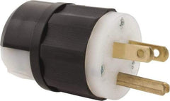 Leviton - 125 VAC, 15 Amp, 5-15P NEMA, Straight, Self Grounding, Industrial Grade Plug - 2 Pole, 3 Wire, 1 Phase, Nylon, Black, White - Makers Industrial Supply