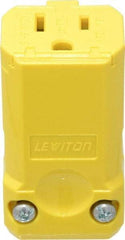 Leviton - 125 VAC, 15 Amp, 5-15R NEMA, Valise, Self Grounding, Industrial Grade Connector - 2 Pole, 3 Wire, 1 Phase, Nylon, Yellow - Makers Industrial Supply