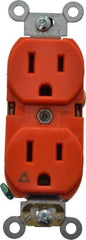 Leviton - 125 VAC, 15 Amp, 5-15R NEMA Configuration, Orange, Industrial Grade, Isolated Ground Duplex Receptacle - 1 Phase, 2 Poles, 3 Wire, Flush Mount, Tamper Resistant - Makers Industrial Supply