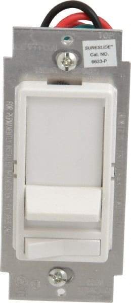 Leviton - 1 Pole, 120 VAC, 60 Hz, 600 Watt, Residential Grade, Rocker, Wall and Dimmer Light Switch - 1.73 Inch Wide x 4.13 Inch High, Incandescent - Makers Industrial Supply