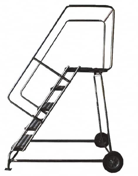 Ballymore - 93" 6 Step Ladder - Rolling Safety Ladder, 300 Lb Capacity, 60" Platform Height, 30" Base Width x 49" Depth, Solid Ribbed Tread - Makers Industrial Supply