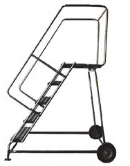 Ballymore - 93" 6 Step Ladder - Rolling Safety Ladder, 300 Lb Capacity, 60" Platform Height, 30" Base Width x 49" Depth, Solid Ribbed Tread - Makers Industrial Supply