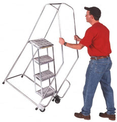 Ballymore - 58-1/2" 3 Step Ladder - 300 Lb Capacity, 28-1/2" Platform Height, 20" Base Width x 25" Depth, Heavy-Duty Serrated Grating - Makers Industrial Supply