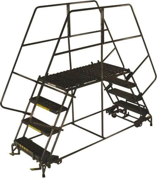 Ballymore - 98" 6 Step Double Entry Work Platform - Rolling Work Platform, 800 Lb Capacity, 60" Platform Height, 38" Base Width x 121" Base Depth, Grip Strut - Makers Industrial Supply