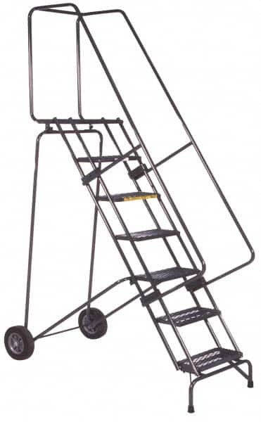 Ballymore - 153" 12 Step Ladder - 350 Lb Capacity, 120" Platform Height, 30" Base Width x 88" Base Depth, Perforated Tread - Makers Industrial Supply