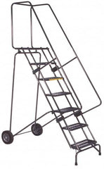 Ballymore - 143" 11 Step Ladder - 350 Lb Capacity, 110" Platform Height, 30" Base Width x 82" Base Depth, Heavy-Duty Serrated Grating - Makers Industrial Supply