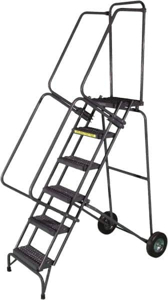 Ballymore - 93" 6 Step Ladder - 350 Lb Capacity, 60" Platform Height, 30" Base Width x 52" Base Depth, Abrasive Mat Tread - Makers Industrial Supply