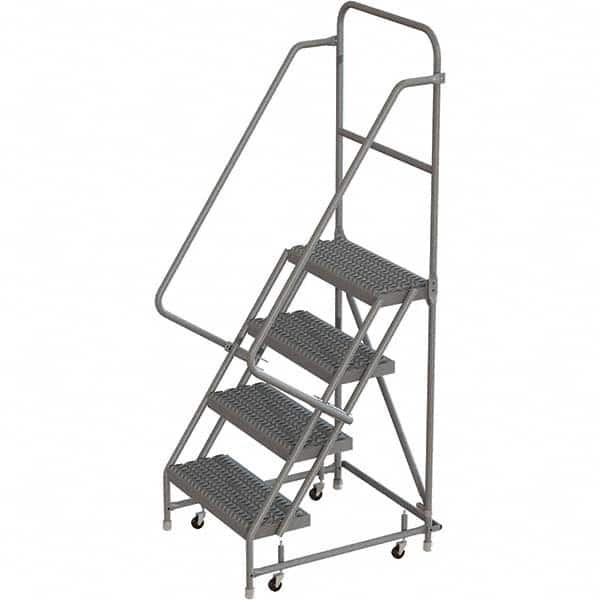 TRI-ARC - 76" 4 Step Rolling Platform Ladder - 450 Lb Capacity, 40" Platform Height, 30" Base Width x 35" Depth, Serrated Tread - Makers Industrial Supply