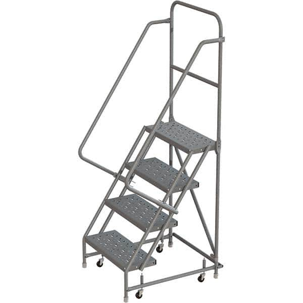 TRI-ARC - 76" 4 Step Rolling Platform Ladder - 450 Lb Capacity, 40" Platform Height, 30" Base Width x 35" Depth, Perforated Tread - Makers Industrial Supply