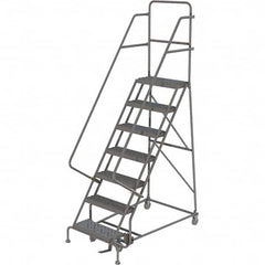 TRI-ARC - 103" 7 Step Ladder - 350 Lb Capacity, 70" Platform Height, 30" Base Width x 56" Depth, Heavy-Duty Serrated Grating - Makers Industrial Supply