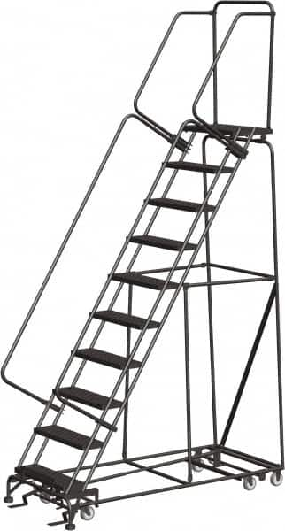 Ballymore - 133" 10 Step All-Directional Ladder - Rolling Safety Ladder, 450 Lb Capacity, 100" Platform Height, 32" Base Width x 74" Depth, Expanded Metal Tread - Makers Industrial Supply