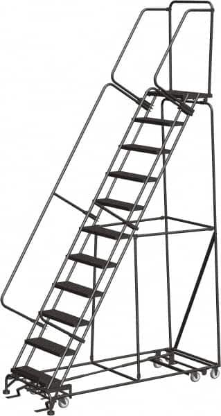 Ballymore - 143" 11 Step All-Directional Ladder - Rolling Safety Ladder, 450 Lb Capacity, 110" Platform Height, 32" Base Width x 80" Depth, Expanded Metal Tread - Makers Industrial Supply