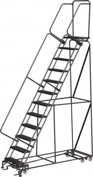 Ballymore - 153" 12 Step All-Directional Ladder - Rolling Safety Ladder, 450 Lb Capacity, 120" Platform Height, 32" Base Width x 87" Depth, Expanded Metal Tread - Makers Industrial Supply