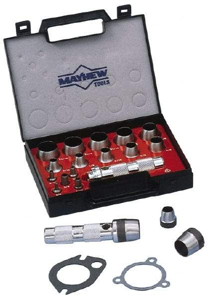 Mayhew - 16 Piece, 3 to 50mm, Hollow Punch Set - Comes in Plastic Case - Makers Industrial Supply