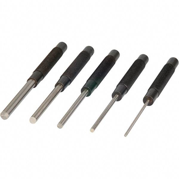 Mitutoyo - 5 Piece, 1/8 to 3/8", X-Long Punch - Round Shank, Comes in Plastic Sleeve - Makers Industrial Supply