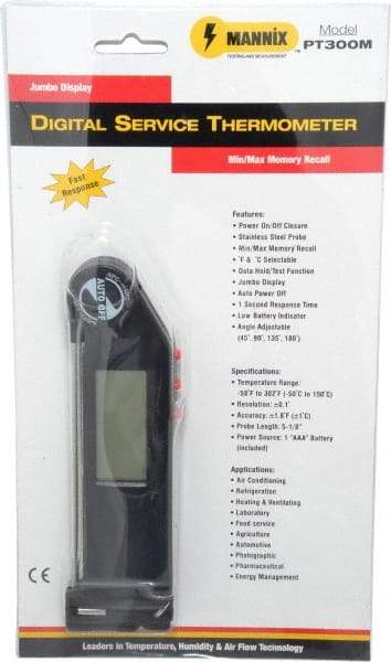 General - -58 to 302°F Pocket Digital Thermometer - LCD Display, Stainless Steel Probe Sensor, Battery Power - Makers Industrial Supply