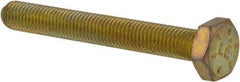 Made in USA - 1/4-28 UNF, 2" Length Under Head Hex Head Cap Screw - Fully Threaded, Grade 8 Alloy Steel, Zinc Yellow Dichromate Finish, 7/16" Hex - Makers Industrial Supply