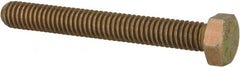 Made in USA - 5/16-18 UNC, 2-1/2" Length Under Head Hex Head Cap Screw - Fully Threaded, Grade 8 Alloy Steel, Zinc Yellow Dichromate Finish, 1/2" Hex - Makers Industrial Supply