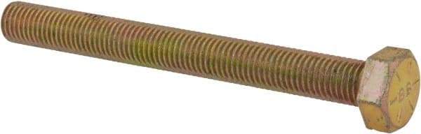 Made in USA - 5/16-24 UNF, 3" Length Under Head Hex Head Cap Screw - Fully Threaded, Grade 8 Alloy Steel, Zinc Yellow Dichromate Finish, 1/2" Hex - Makers Industrial Supply