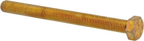 Made in USA - 5/16-24 UNF, 3-1/2" Length Under Head Hex Head Cap Screw - Fully Threaded, Grade 8 Alloy Steel, Zinc Yellow Dichromate Finish, 1/2" Hex - Makers Industrial Supply