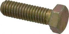 Made in USA - 3/8-16 UNC, 1-1/4" Length Under Head Hex Head Cap Screw - Fully Threaded, Grade 8 Alloy Steel, Zinc Yellow Dichromate Finish, 9/16" Hex - Makers Industrial Supply